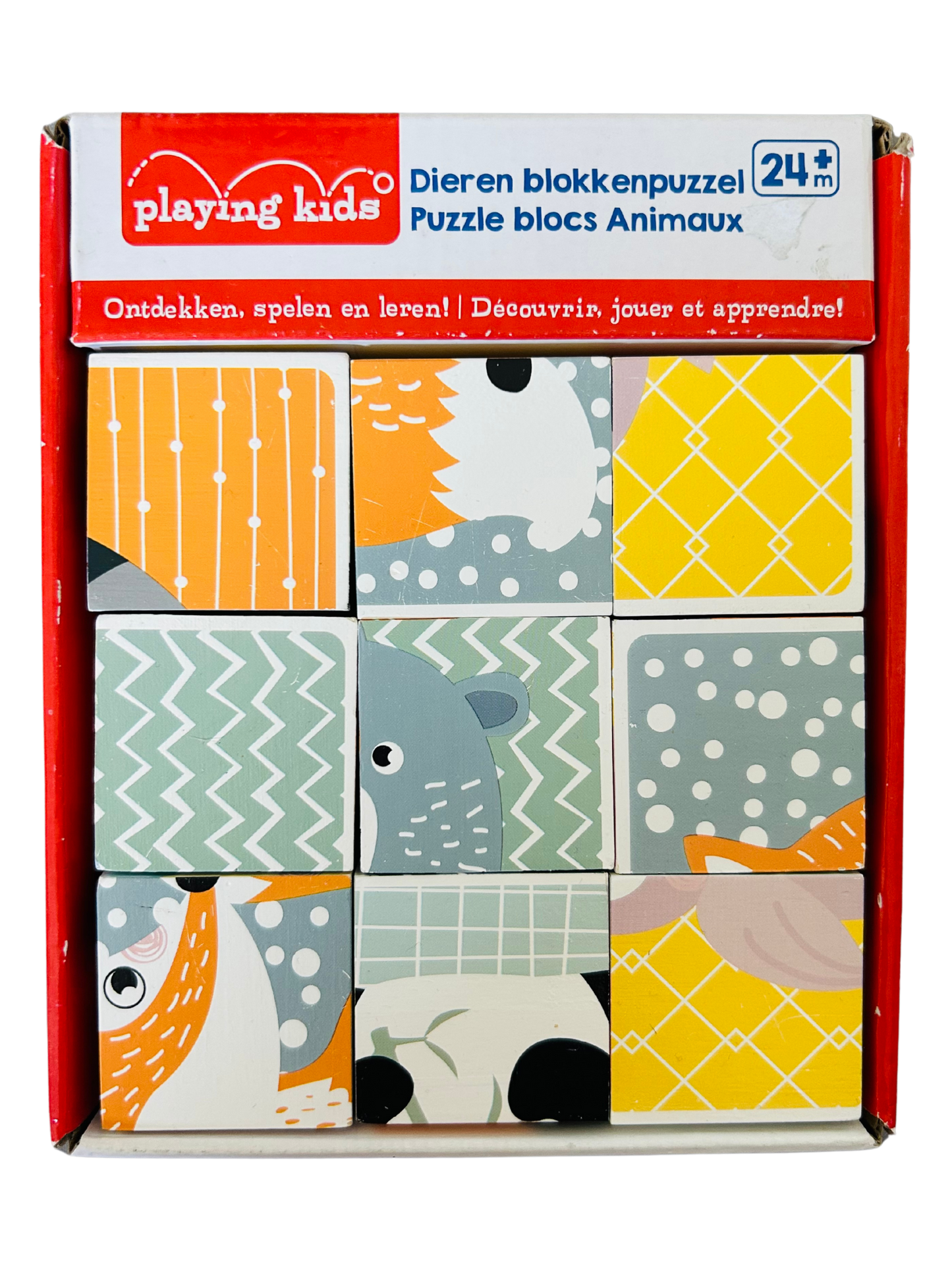 Playing Kids Dieren Blockenpuzzel - 9 cubic blocks