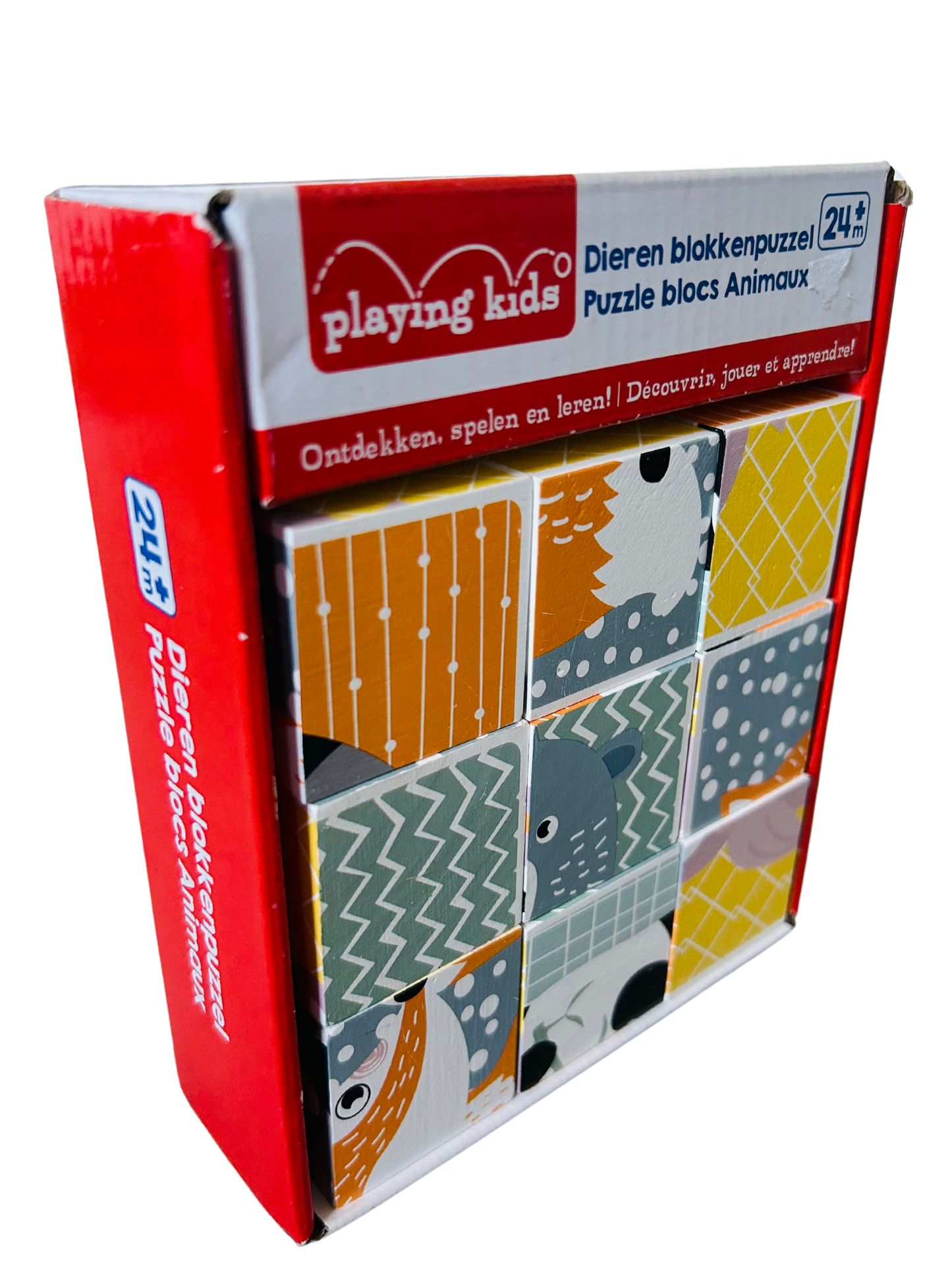 Playing Kids Dieren Blockenpuzzel - 9 cubic blocks