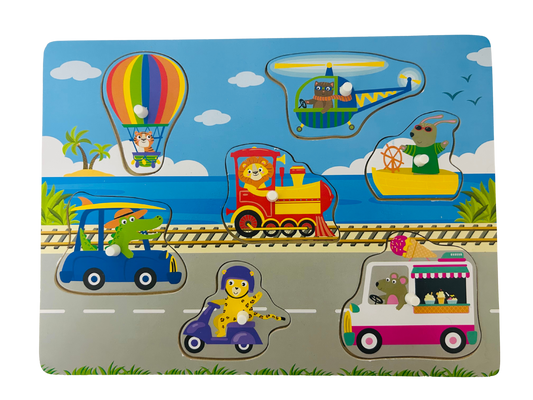 Houten transportpuzzel met dieren